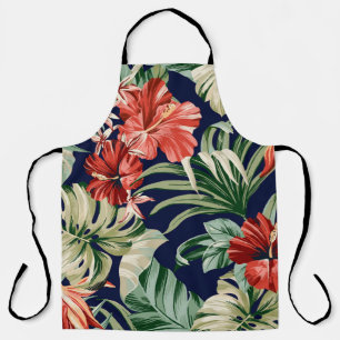 Exotic tropical flowers artwork. apron