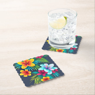 Exotic Tropical Flowers Paper Coaster