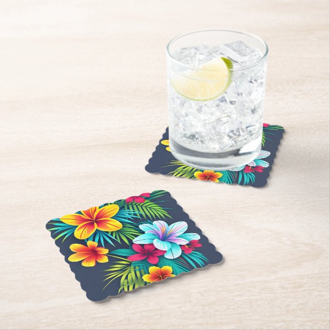 Exotic Tropical Flowers Paper Coaster (Insitu)