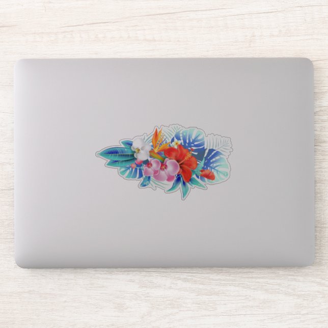 Exotic Tropical Flowers - Pink & Aquamarine (Computer)