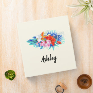 Exotic Tropical Flowers - Pink & Aquamarine Binder