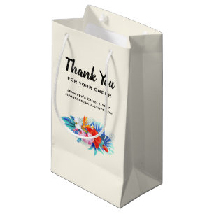 Exotic Tropical Flowers Thank You Business Small Gift Bag