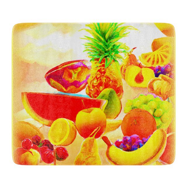 Exotic Tropical Fruits Painting. Buy Now Cutting Board (Front)