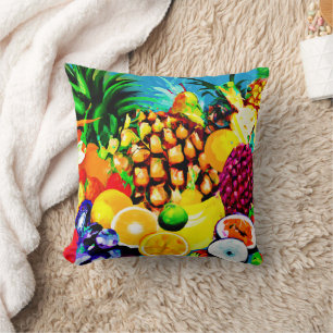 Exotic Tropical Fruits Painting. Buy Now Throw Pillow