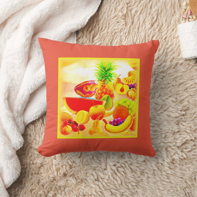 Exotic Tropical Fruits Painting. Buy Now Throw Pillow (Blanket)