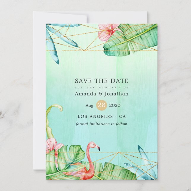 Exotic Tropical Geometric Wedding Save The Date (Front)