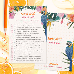 Exotic Tropical Parrot Guess Who Baby Shower Game