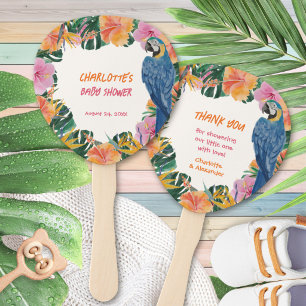 Exotic Tropical Parrot Jungle Baby Shower Hand Fan