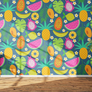 Exotic Tropical Pineapple Banana Dragon fruit  Wallpaper