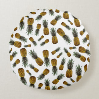Exotic Tropical Pineapples Round Pillow
