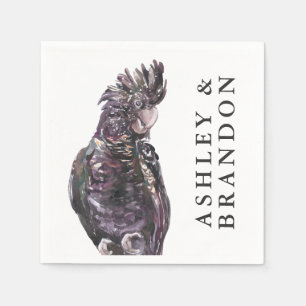 Exotic Tropical Purple Parrot with Names Napkin
