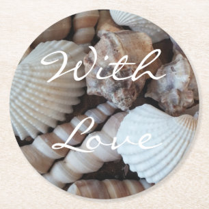 Exotic Tropical Summer Sea Shells Photography Round Paper Coaster