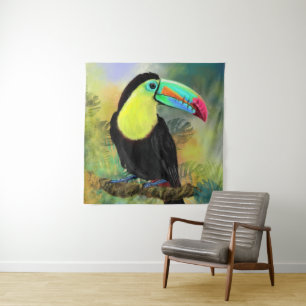 Exotic Tropical Toco Tapestry Toucan Bird Painting
