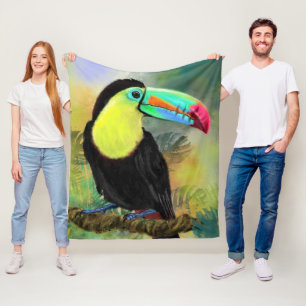 Exotic Tropical Toco Toucan Bird Fleece Blanket
