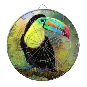 Exotic Tropical Toco Toucan Bird - Painting Migned Dartboard
