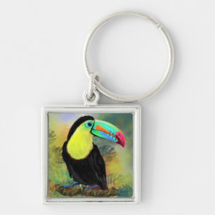 Exotic Tropical Toco Toucan Bird - Painting Migned Keychain