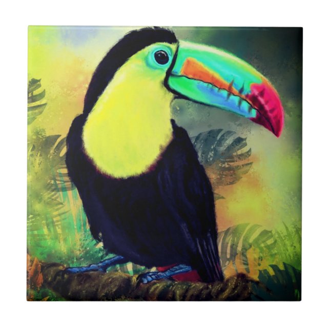 Exotic Tropical Toco Toucan Bird - Painting  Tile (Front)