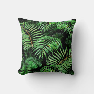 Exotic tropical, watercolor palm pattern. throw pillow