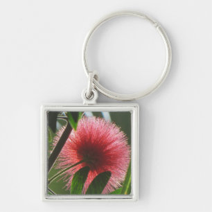 exotic unique red flower, macro photo-  keychain