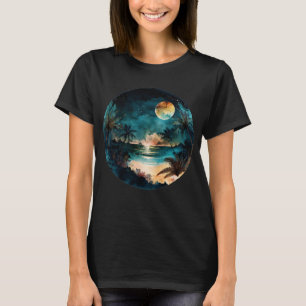 Exotic Watercolor Beach Sunset T-Shirt