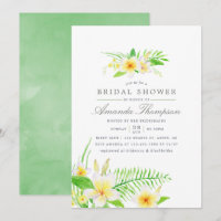 Exotic Watercolor Frangipani Flowers Bridal Shower