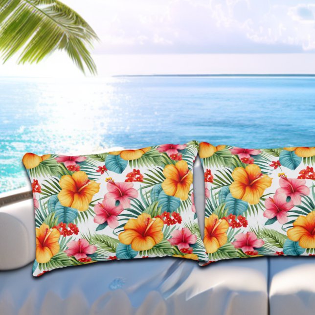 Exotic Watercolor Hawaiian Floral Accent Pillow (Creator Uploaded)