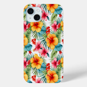 Exotic Watercolor Hawaiian Floral iPhone 15 Mini Case
