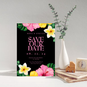 Exotic Watercolor Tropical Flower wedding  Save The Date
