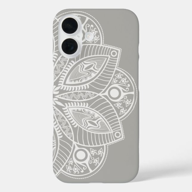 Exotic White Mandala on Grey Background Case-Mate iPhone Case (Back)