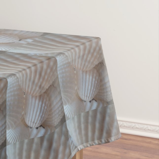 Exotic White Seashells, Tablecloth, Summer Beach Tablecloth (In Situ)