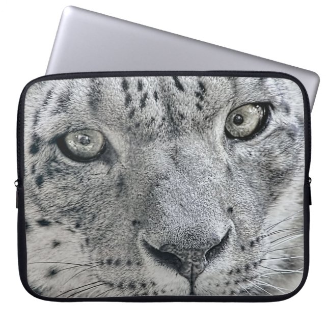 Exotic White Snow Leopard Laptop Sleeve (Front)