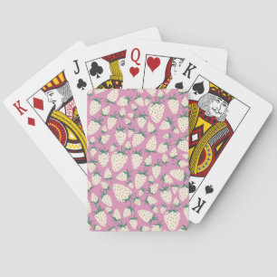 Exotic White Strawberries Cute Colourful Pattern  Playing Cards
