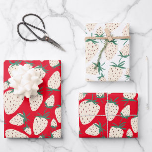 Exotic White Strawberries Sweet Colorful Fruit Wrapping Paper Sheet