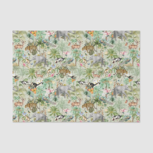 Exotic Wild Animals Jungle Fantasy Tissue Paper (Front)
