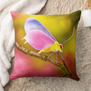 Exotic Winged Beauty Design Throw Pillow