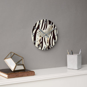 Exotic zebra round clock