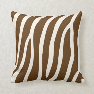 Exotic Zebra Stripes in Brown Throw Pillow