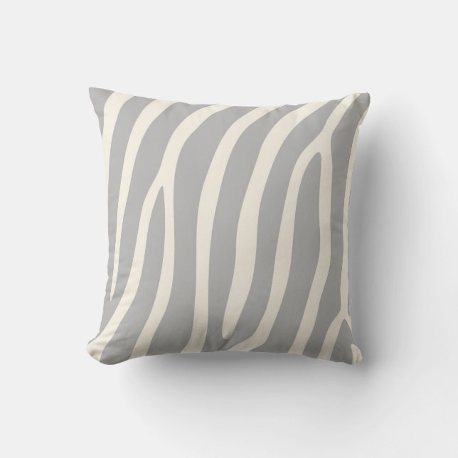 Exotic Zebra Stripes in Light Grey Throw Pillow (Front)