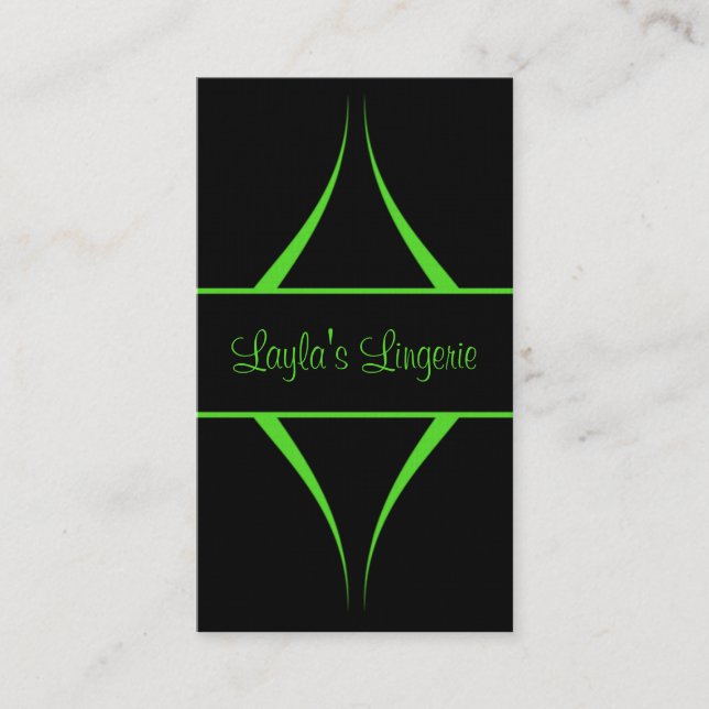 Exotica Curves Business Card, Bright Green Business Card (Front)