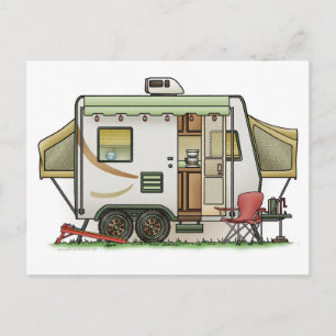 Expandable Hybred Trailer Camper Postcard