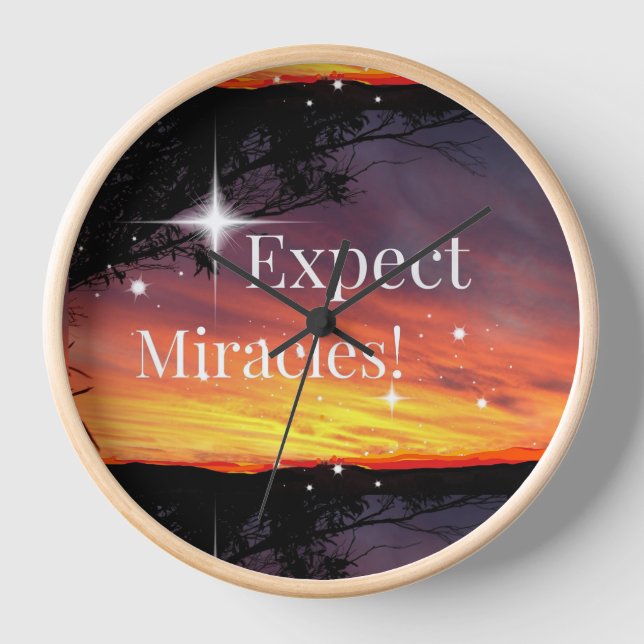 Expect Miracles Sparkle Sunset Get Well Soon Name Clock (Front)
