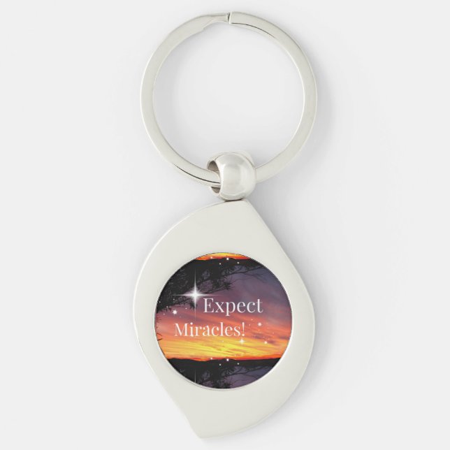 Expect Miracles Sparkle Sunset Get Well Soon Name Keychain (Front)
