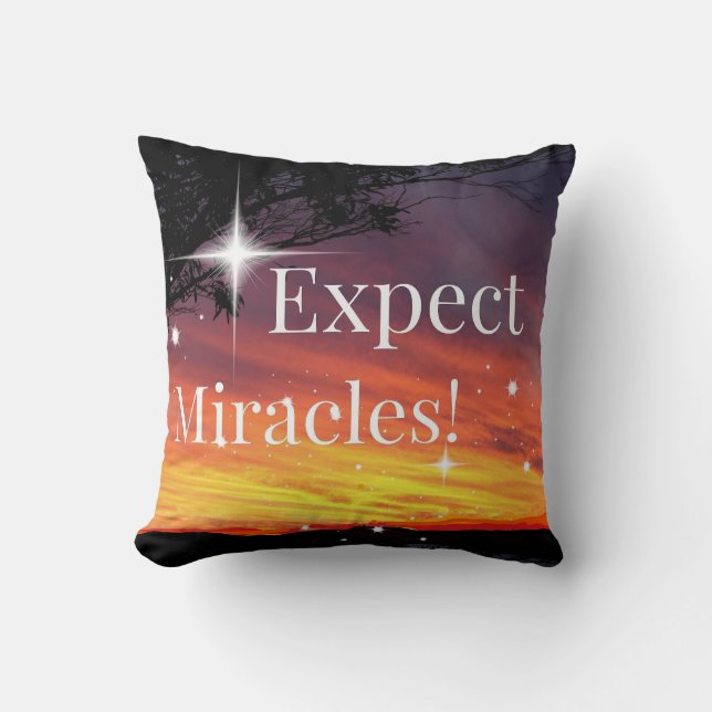 Expect Miracles Sparkle Sunset Get Well Soon Name Throw Pillow (Front)