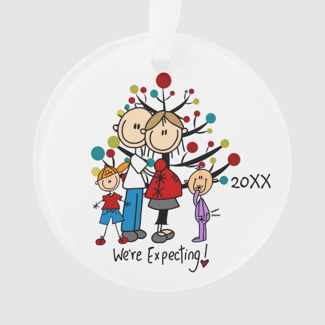 Expectant Couple, Boy, Girl Christmas Ornament (Front)