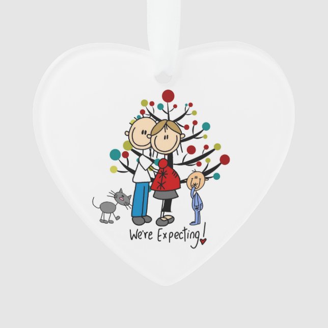 Expectant Couple Toddler Boy Acrylic Ornament (Front)