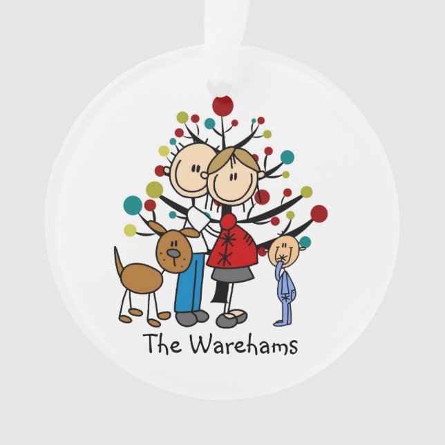 Expectant Couple Toddler Boy, Dog Holiday Ornament (Front)