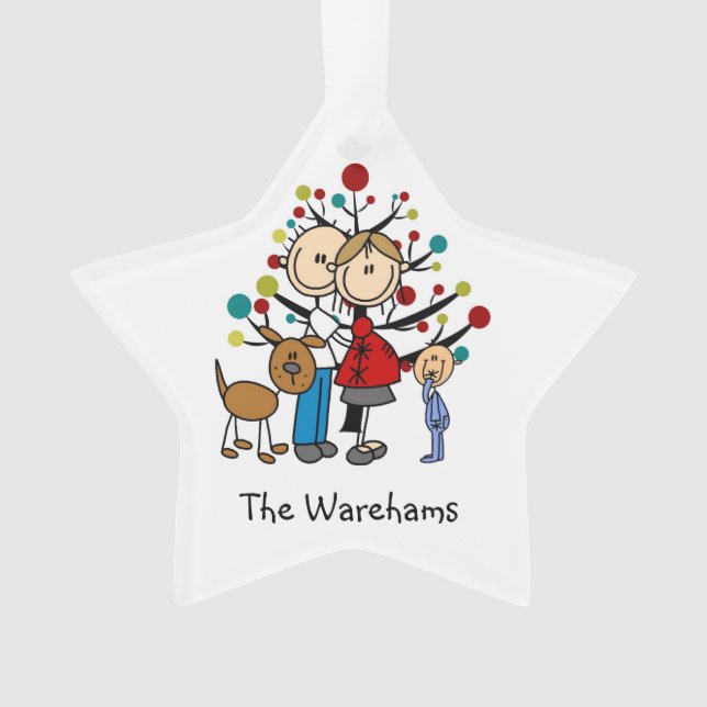 Expectant Couple Toddler Boy, Dog Holiday Ornament (Front)