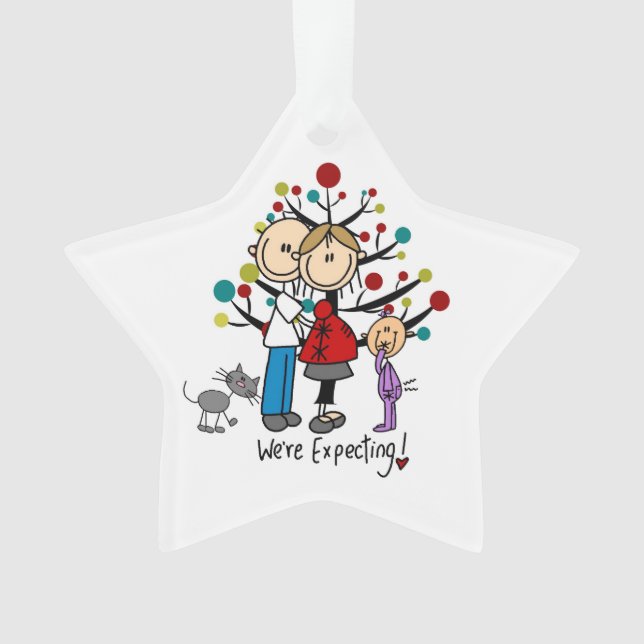 Expectant Couple Toddler Girl Acrylic Ornament (Front)