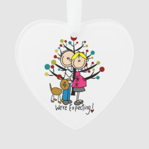 Expectant Couple w. Dog Holiday Acrylic Ornament