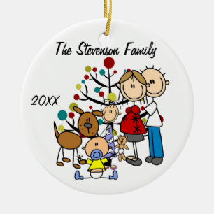 Expectant Couple With Girl, Boy, Dog Ornament